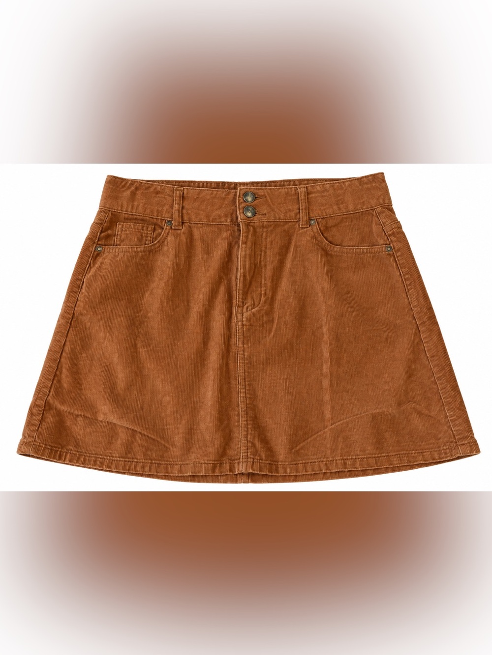 wonder nation Brown Corduroy A-Line Skirt with Front Buttons
